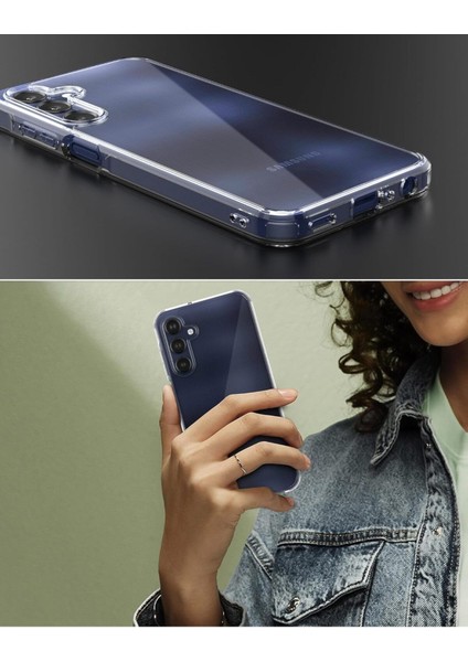 Samsung Galaxy A55 Uyumlu Kamera Çıkıntlı Korumalı Darbe Önleyici Şeffaf Renksiz Silikon Kapak