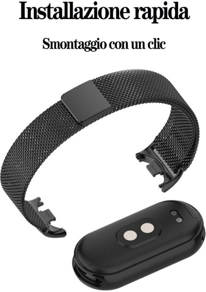 Xiaomi Mi Band 8 Uyumlu Kordon Ayarlanabilir Mıknatıslı Metal Hasır Manyetik Paslanmaz Kordon