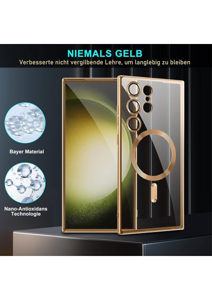 Samsung Galaxy S23 Ultra Uyumlu Kılıf 3D Kamera Lens Korumalı Magsafe Kenarı Renkli Şeffaf Kapak modelleri