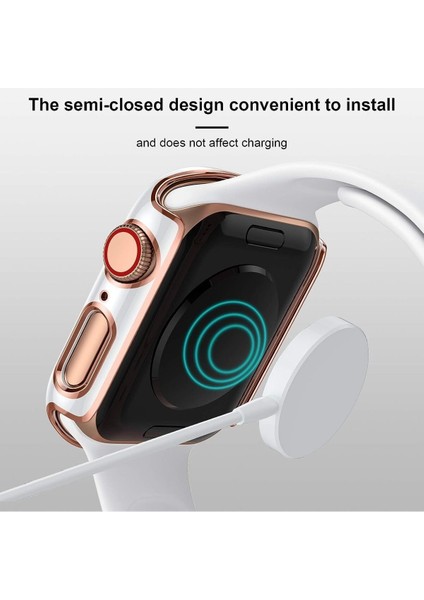 Apple Watch Se 6 5 4 44MM Uyumlu Kılıf Ekran ve Kasa Koruyucu Tam Kaplayan Parlak Watch Kasa Koruma