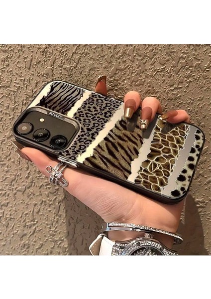 Samsung Galaxy S20 Fe Uyumlu Kılıf Leopar Desenli Kahverengi Çizgili Metalik Tuşlu Kamera Çıkıntılı fırsatları