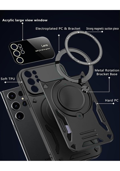 Samsung Galaxy S25 Ultra Uyumlu Kılıf Magsafe Standlı Kamera Lens Koruma Dayanıklı Renkli Tank Kapak fırsatları