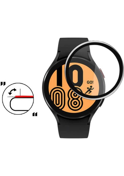 Galaxy Watch 4 44MM Uyumlu Ekran Koruyucu Esnek Yapışkanlı Kırılmaz Nano Parlak 3D Cam Koruma