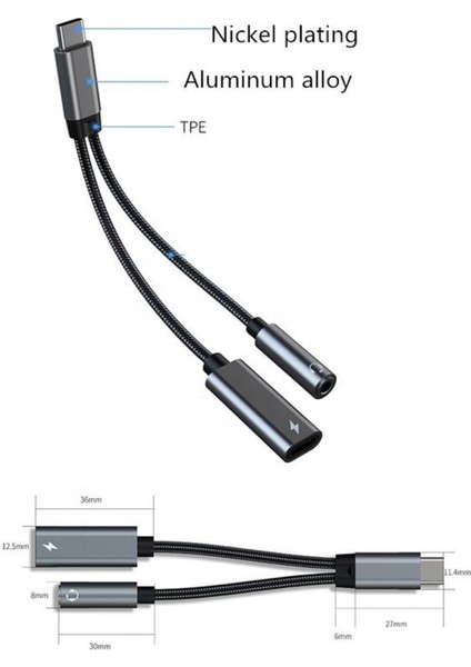 Samsung Xiaomi Uyumlu Type-C Jack Kulaklık Çevirici Dönüştürücü Örgü Kablo Bluetooth Gerektirmez indirimleri