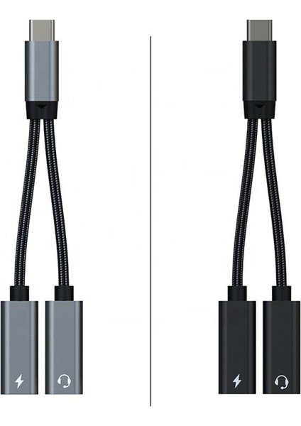 Samsung Xiaomi Uyumlu Type-C Jack Kulaklık Çevirici Dönüştürücü Örgü Kablo Bluetooth Gerektirmez