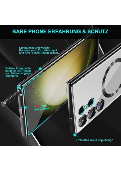 Samsung Galaxy S23 Uyumlu Kılıf 3D Kamera Lens Korumalı Magsafe Kenarı Renkli Şeffaf Kapak modelleri