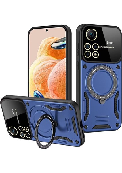Xiaomi Redmi Note 12 Pro 4g Uyumlu Kılıf Magsafe Standlı Kamera Lens Korumalı Dayanıklı Renkli Tank