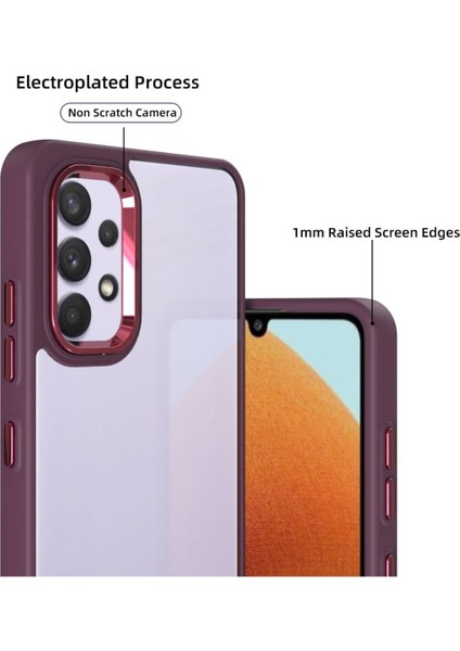 Samsung Galaxy A54 Uyumlu Kılıf Metalik Kamera Çıkıntılı Şeffaf Kenarları Renkli Koruyucu Kapak