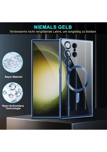Samsung Galaxy S24 Ultra Uyumlu Kılıf 3D Kamera Lens Korumalı Magsafe Kenarı Renkli Şeffaf Kapak modelleri