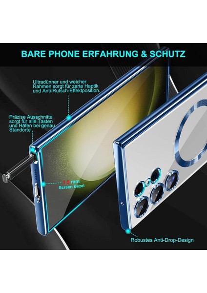 Samsung Galaxy S24 Ultra Uyumlu Kılıf 3D Kamera Lens Korumalı Magsafe Kenarı Renkli Şeffaf Kapak fırsatları