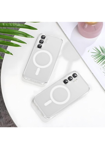 Samsung Galaxy A36 Uyumlu Kılıf Kamera Çıkıntılı Şeffaf Magsafe Kılıf Kablosuz Şarj Destekli Kapak