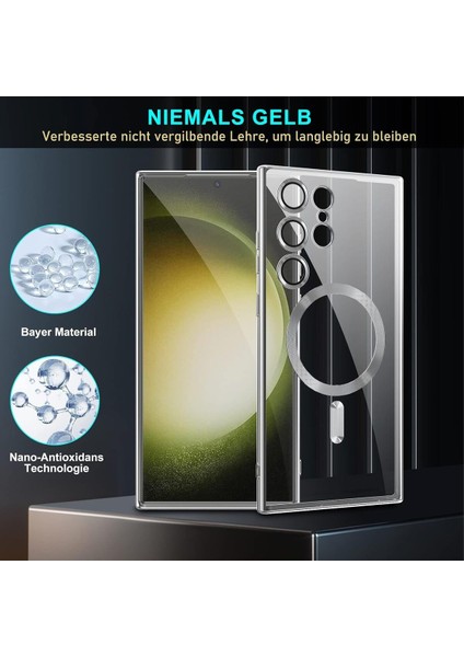 Samsung Galaxy S24 Ultra Uyumlu Kılıf 3D Kamera Lens Korumalı Magsafe Kenarı Renkli Şeffaf Kapak modelleri