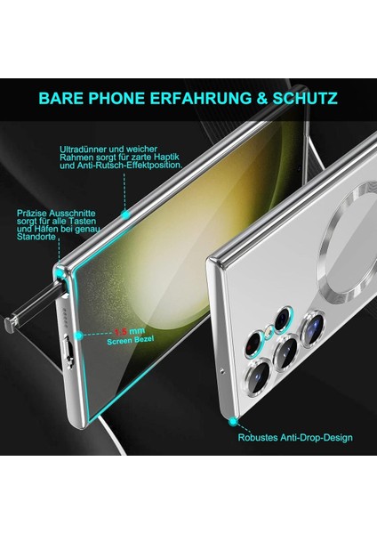 Samsung Galaxy S23 Uyumlu Kılıf 3D Kamera Lens Korumalı Magsafe Kenarı Renkli Şeffaf Kapak fırsatları