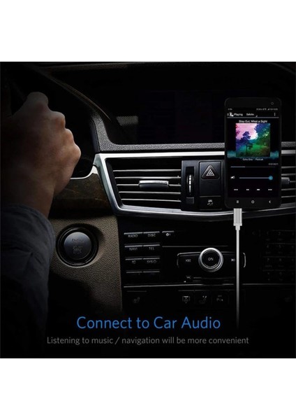 Samsung Xiaomi Uyumlu Aux Kablosu Type-C To Jack Çevirici Dönüştürücü Siyah Bluetooth Gerektirmez