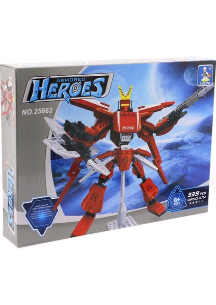 Ausini 339 Parça Heroes Standlı Kırmızı Robot