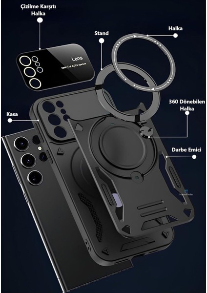 Xiaomi Redmi Note 12 Pro 4g Uyumlu Kılıf Magsafe Standlı Kamera Lens Korumalı Dayanıklı Renkli Tank fiyatları