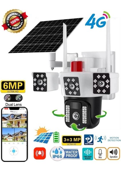 3030 4g Sim Kartlı Solar 6mp Ptz Dual Lens Kamera