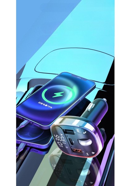 Bluetooth Araç Kiti Araç Için Fm Transmitter USB Type-C Mp3 Flash Için Uygun Pd Çakmaklık Girişli