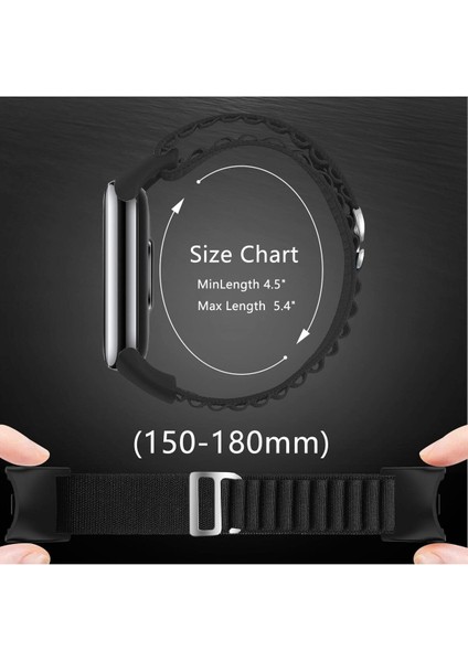 Xiaomi Mi Band 8/9 Uyumlu Kumaş Kordon Metal Tokalı Ayarlanabilir Lansman Kordon
