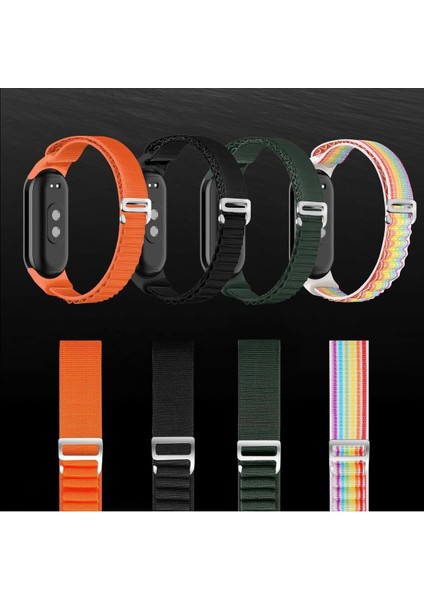 Xiaomi Mi Band 8/9 Uyumlu Kumaş Kordon Metal Tokalı Ayarlanabilir Lansman Kordon