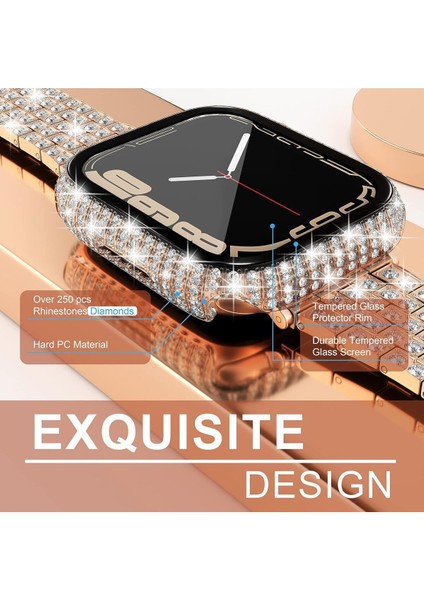 Apple Watch 45MM 7/8/9 Uyumlu Kılıf Ekran ve Kasa Koruyucu Parlak Büyük Taşlı Watch Kasa Koruma fiyatları