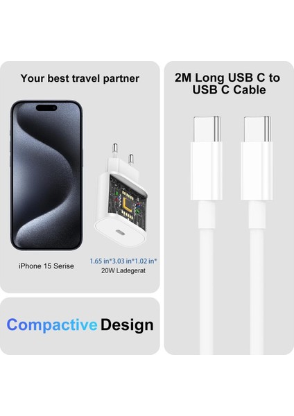 Apple Ipad Iphone 15/16 Plus/16 Pro Max Uyumlu 20W Hızlı Şarj Usb-C Type-C Pd Şarj Cihazı Şarj Aleti