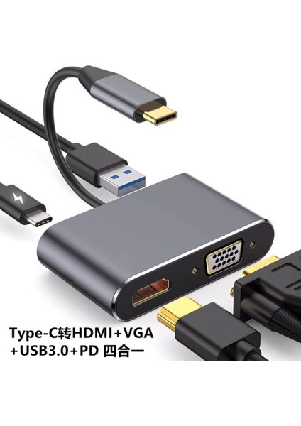 iPad iPhone 16 Pro Max Uyumlu Type-C To 4K HDMI VGA Hub Usb-C Type-C Pd USB Çevirici Dönüştürücü fiyatları