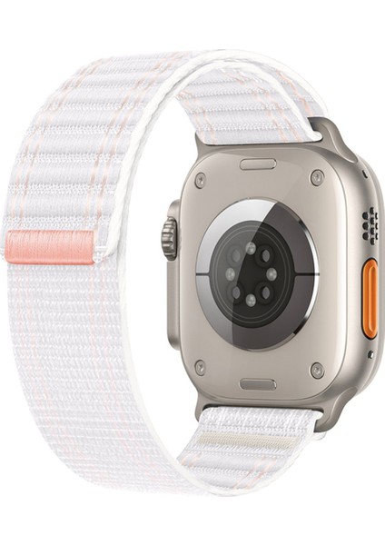 Apple Watch 44MM/45MM/46MM/49MM Uyumlu Kordon Bakla Bölmeli Dizayn Hasır Cırt Dokuma Kumaş Kordon