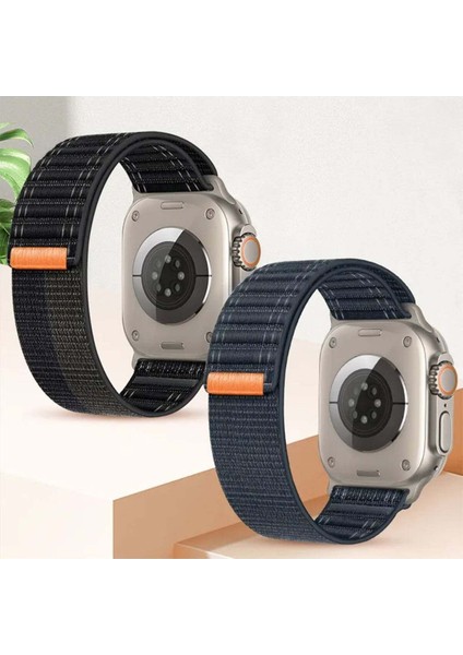 Apple Watch 44MM/45MM/46MM/49MM Uyumlu Kordon Bakla Bölmeli Dizayn Hasır Cırt Dokuma Kumaş Kordon fırsatları