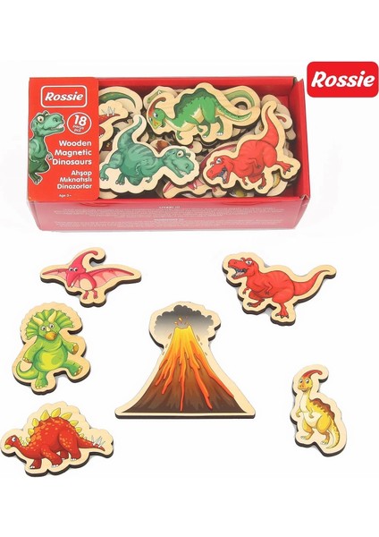 Rossie Mıknatıslı Ahşap Dinozorlar