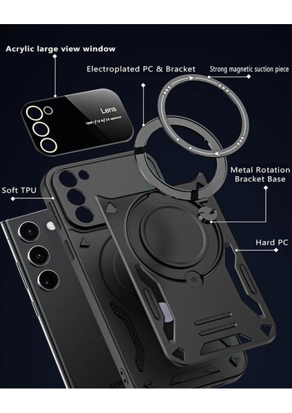 Samsung Galaxy S25 PLUS/S24 Plus Uyumlu Kılıf Magsafe Standlı Kamera Lens Korumalı Renkli Tank Kapak fırsatları