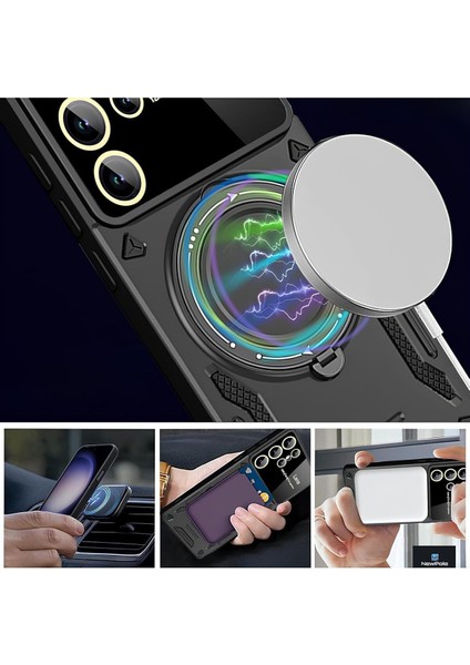 Samsung Galaxy A56 Uyumlu Kılıf Magsafe Standlı Kamera Lens Korumalı Dayanıklı Renkli Tank Kapak fırsatları
