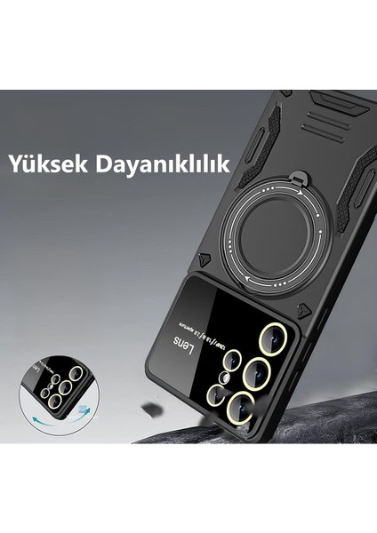Samsung Galaxy S25/S24 Uyumlu Kılıf Magsafe Standlı Kamera Lens Koruma Dayanıklı Renkli Tank Kapak