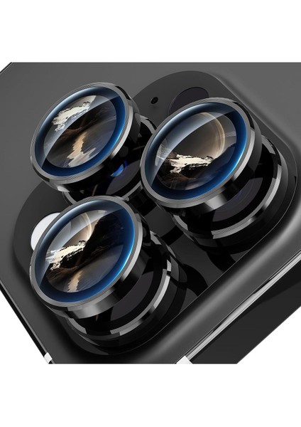 iPhone 15 Pro Max Uyumlu Kamera Lens Koruyucu Dayanıkl Renkli Metal Temperli Cam Kamera Lens Koruma