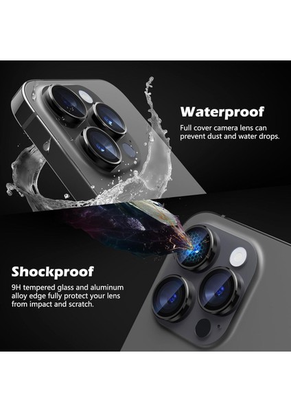 iPhone 15 Pro Max Uyumlu Kamera Lens Koruyucu Dayanıkl Renkli Metal Temperli Cam Kamera Lens Koruma indirimleri