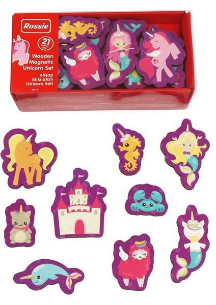 Rossie Mıknatıslı Ahşap Unicorn Figürler