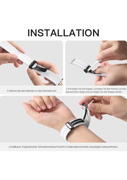 Apple Watch 8 7 6 5 4 3 2 1 38MM/40MM/41MM Uyumlu Kordon Ayarlanabilir Klipsli Dayanıklı Silikon