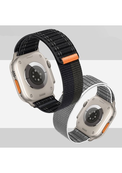 Apple Watch 44MM/45MM/46MM/49MM Uyumlu Kordon Bakla Bölmeli Dizayn Hasır Cırt Dokuma Kumaş Kordon