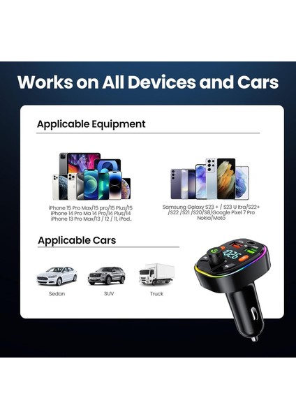 Bluetooth Araç Kiti Araç Fm Transmitter USB Type-C Mp3 Sd Kart Flash Için Uygun Pd Çakmaklık Girişli