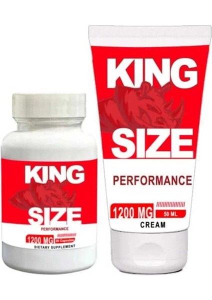 King Size 1200 Mg Erkek Sertliğine ve Kuvvetine Eksiksiz Deneyim Veren 30 Lu ve 50 ml Krem Bir Arada