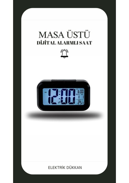 Siyah Dijital Masa Saati, Şık ve Modern Tasarım, Kullanışlı Ev ve Ofis Aksesuarı modelleri