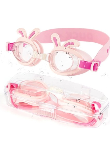 Pembe Çocuk Yüzme Gözlüğü, Su Geçirmez, Anti- Sis, Uv Koruma, 4- 10 Yaş