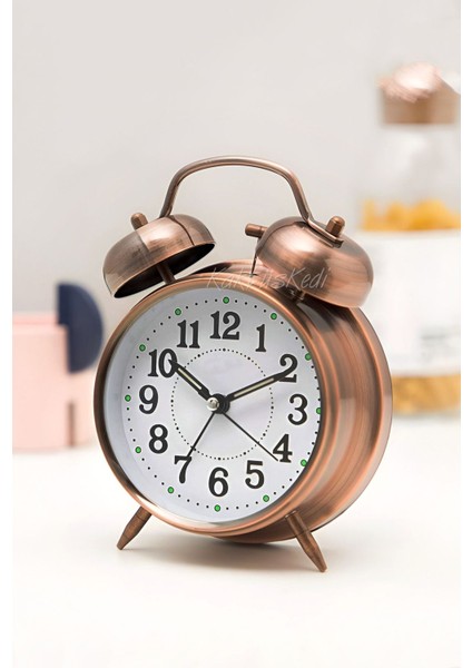 Işıklı Bakır Masa Saati, Nostaljik Büyük Boy Metal Tasarım