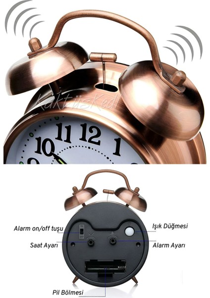 Işıklı Bakır Masa Saati, Nostaljik Büyük Boy Metal Tasarım indirimleri