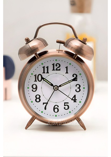 Işıklı Bakır Masa Saati, Nostaljik Büyük Boy Metal Tasarım