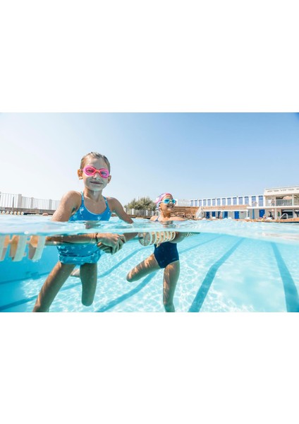 Yumuşak Çocuk Yüzücü Gözlüğü, Pembe- Turuncu, Şeffaf Cam