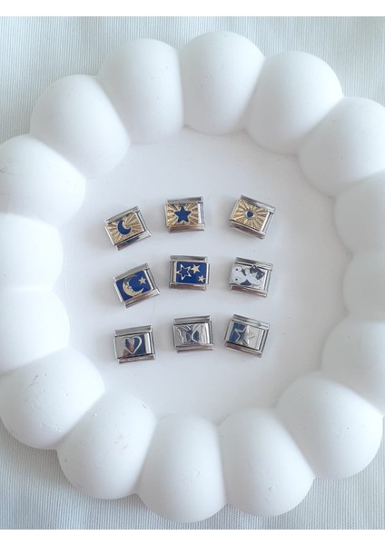 Kedi&kalp&yıldız&kelebek&ay Figürlü 9lu Italyan Charm fiyatları