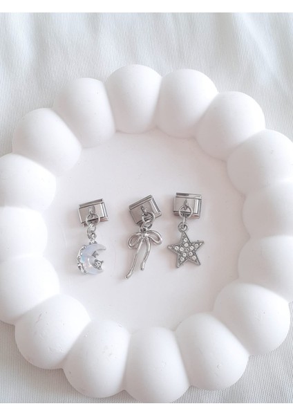 Çelik Ay&yıldız&kurdele Italyan Charm