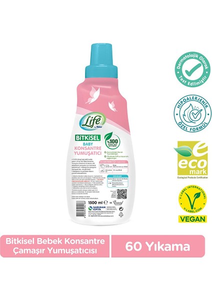 Life By Fakir Baby %100 Bitkisel Konsantre Yumuşatıcı 1500 ml (60 Yıkama)