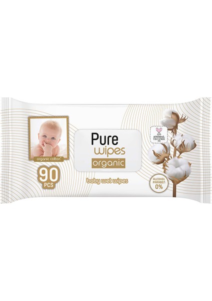 Organik Pamuklu Bebek Islak Mendil 3X90 Adet